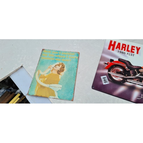 846 - Lot of Modern Signs incl. Harley Davidson