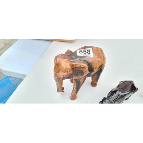 858 - 3 Wooden Elephants