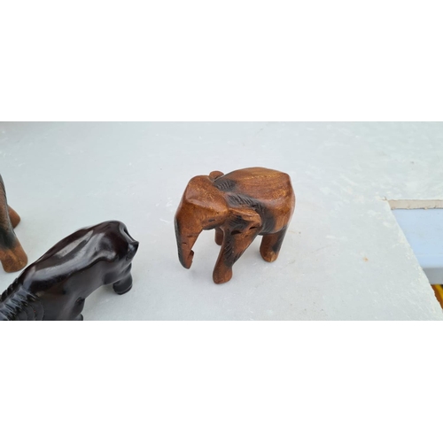 858 - 3 Wooden Elephants