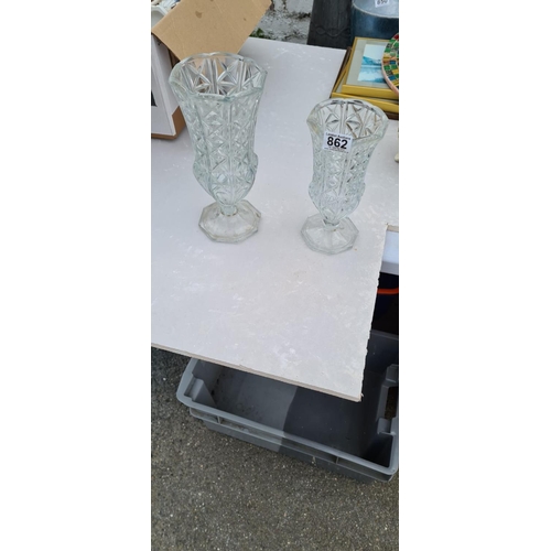 862 - Large Glass Vase and a Matching Smaller One