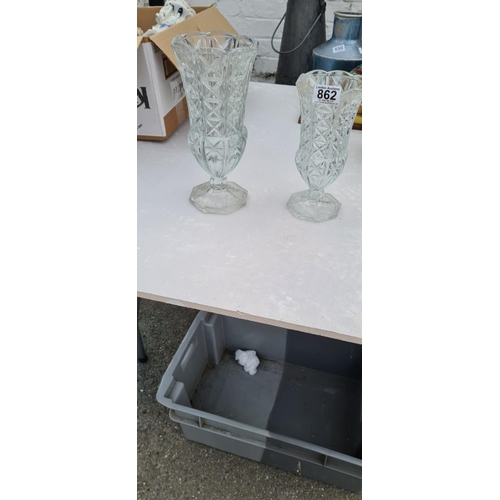 862 - Large Glass Vase and a Matching Smaller One