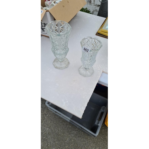 862 - Large Glass Vase and a Matching Smaller One