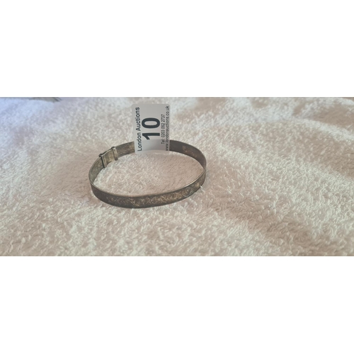 10 - Vintage Hallmarked Silver Adjustable Bangle