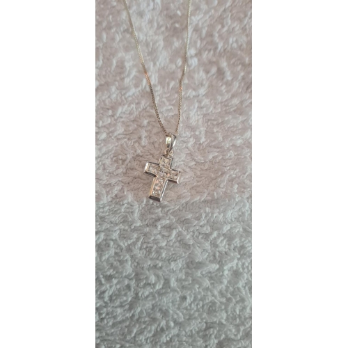 13 - Hallmarked Silver Necklace with CZ Crucifix