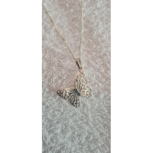 28 - Hallmarked Silver Necklace with Butterfly Pendant