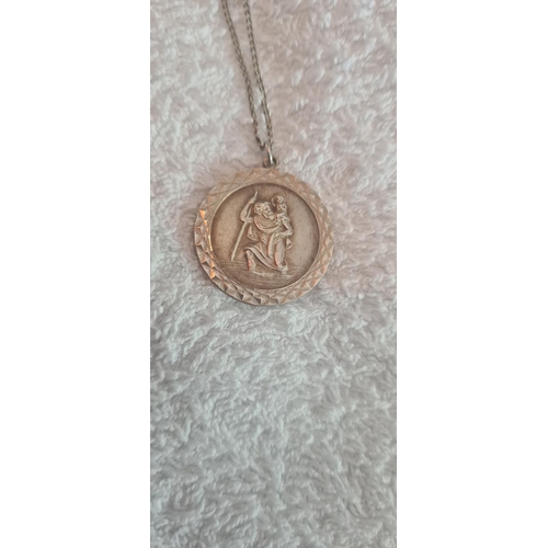 32 - Hallmarked Silver Necklace with St Christopher's Medal