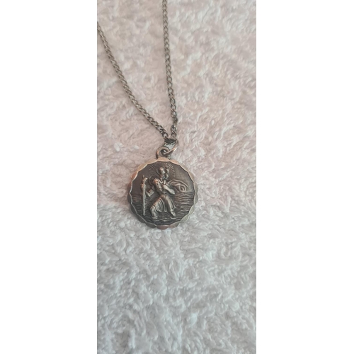 33 - Hallmarked Silver St Christopher's Medal on a Silver Necklace