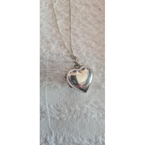 38 - Hallmarked Silver Necklace and Heart Shaped Locket