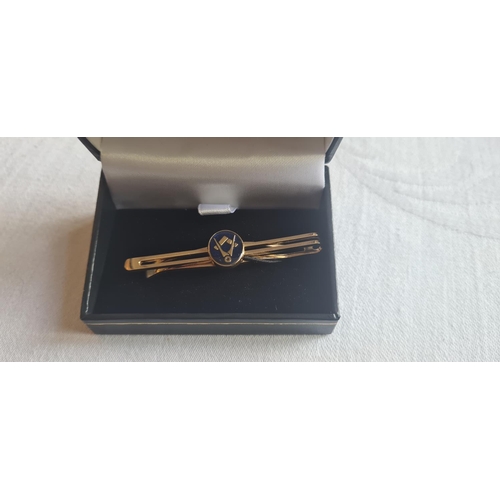 64 - Gold Tone Masonic Tie Clip-Boxed