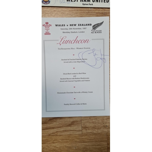 138 - Wales vs New Zealand 1997 Players Dinner Menu Signed by Jonah Lomu