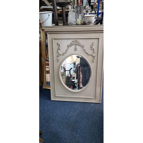 486 - Large Grey Painted Overmantle Mirror