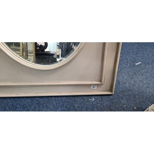 486 - Large Grey Painted Overmantle Mirror