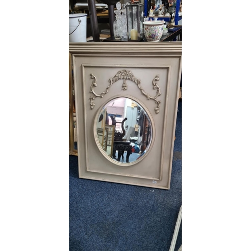 486 - Large Grey Painted Overmantle Mirror