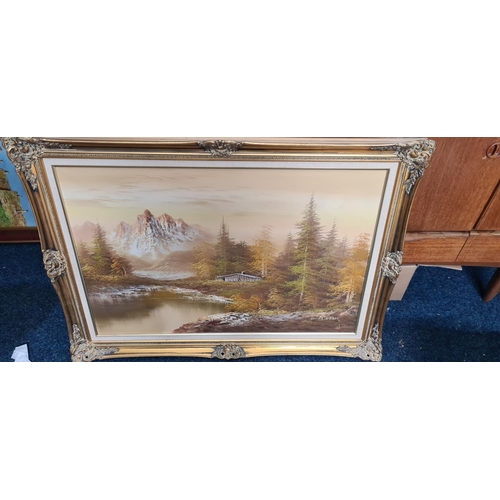 487 - Large Framed Original Oil on Canvas; Artist R Leam Titled Autumn Leaves 118cm x 76cm