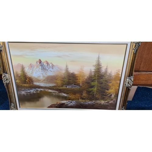 487 - Large Framed Original Oil on Canvas; Artist R Leam Titled Autumn Leaves 118cm x 76cm