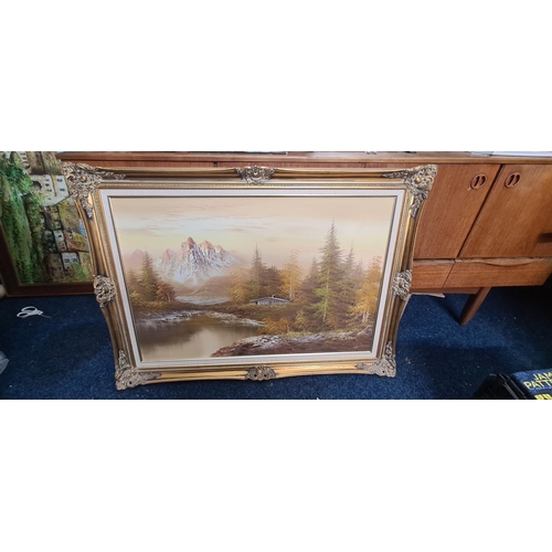 487 - Large Framed Original Oil on Canvas; Artist R Leam Titled Autumn Leaves 118cm x 76cm