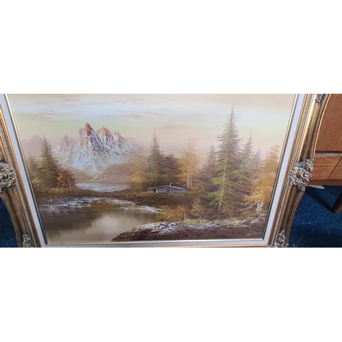 487 - Large Framed Original Oil on Canvas; Artist R Leam Titled Autumn Leaves 118cm x 76cm