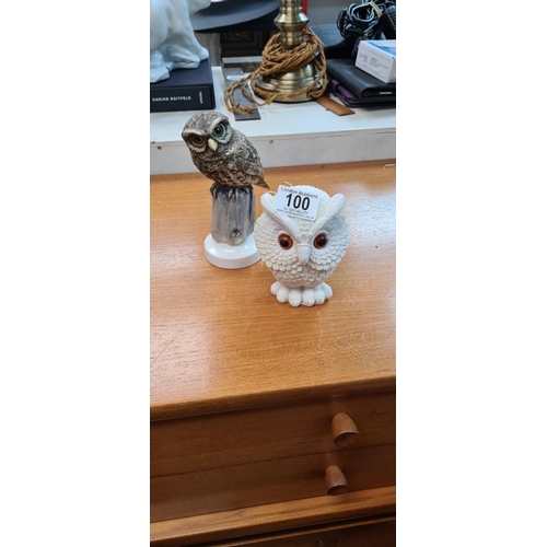 100 - 2 Owl Figurines