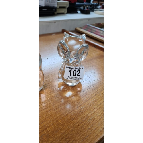 102 - Wedgwood Glass Owl and 1 Other