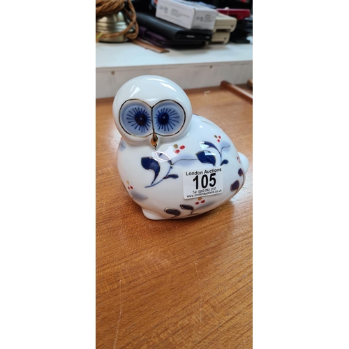 105 - Ceramic Owl Moneybox and a Brass Owl Moneybox