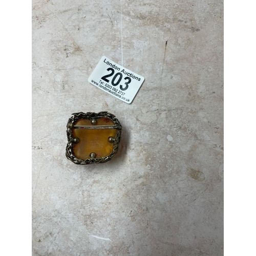 203 - White Metal & Amber Brooch