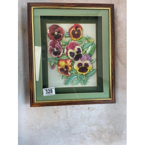 328 - 2 Framed Floral Art Works incl  1 3d