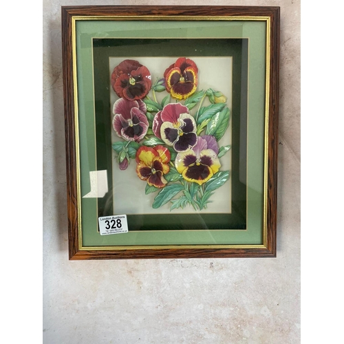 328 - 2 Framed Floral Art Works incl  1 3d