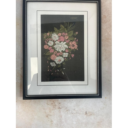 328 - 2 Framed Floral Art Works incl  1 3d