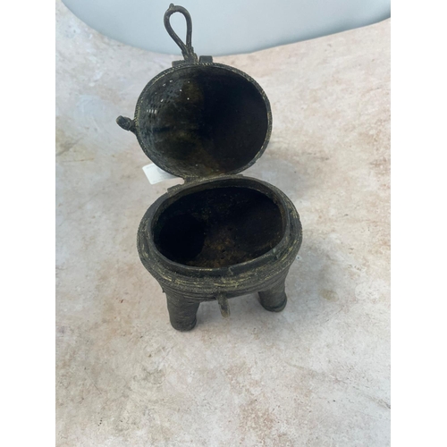 340 - Indian Bronze Dokra Work Cow Incense Burner