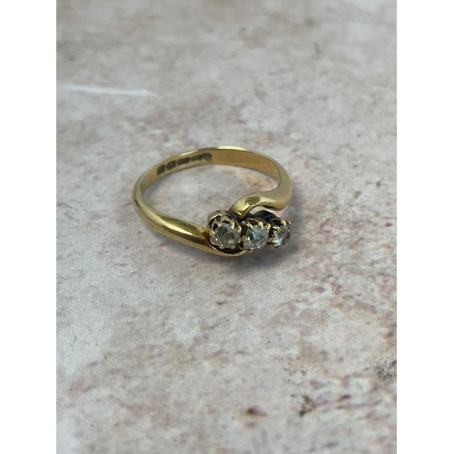 410 - 18ct Gold 3 Stone Diamond Ring (1 Stone replaced with Paste)