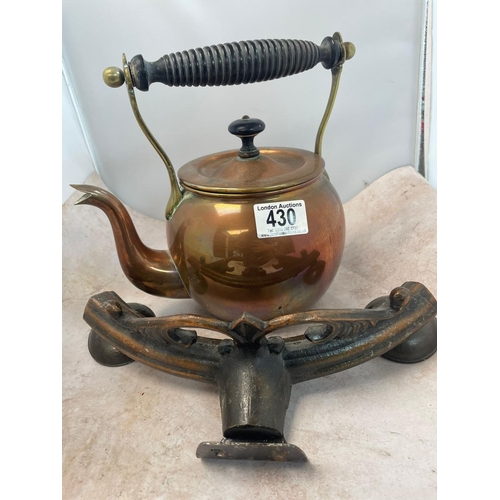 430 - 3 Copper Items including Kettle and Saucepan