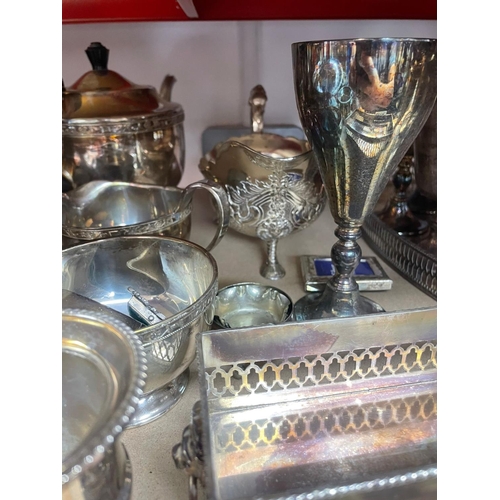 437 - Shelf Containing a Large Quantity of Silver Plate