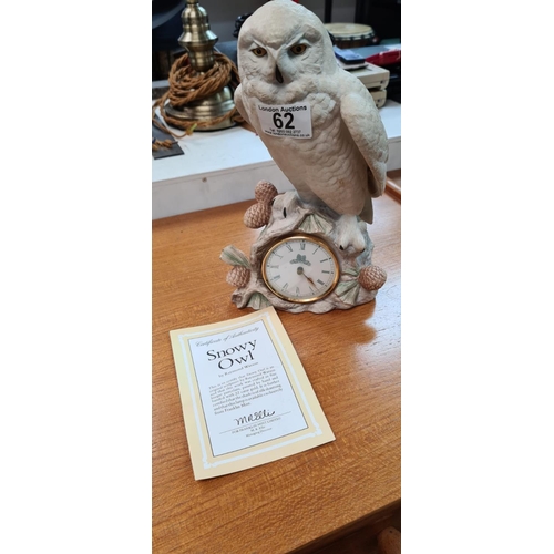 62 - Franklin Mint Raymond Watson Snowy Owl Clock