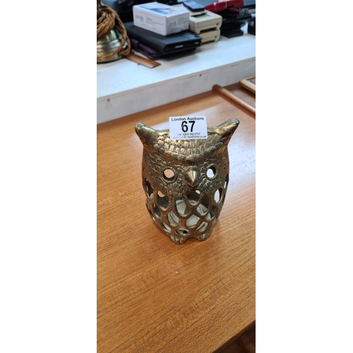 67 - Heavy Brass Lantern in the Form of an Owl