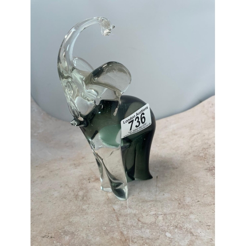 736 - Glass Elephant Paperweight