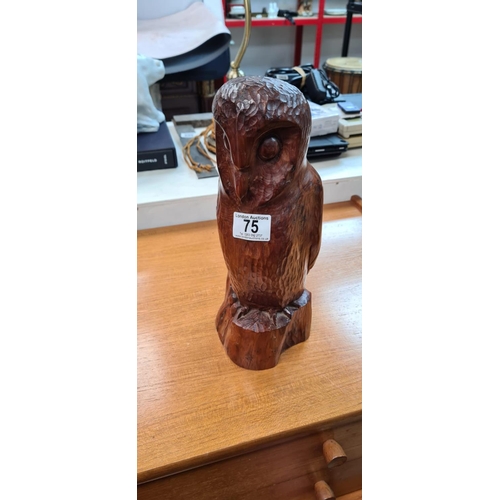 75 - Good Quality Carved Yew Wood Owl