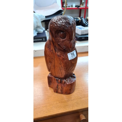 75 - Good Quality Carved Yew Wood Owl