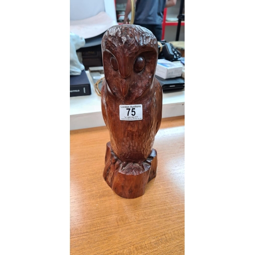 75 - Good Quality Carved Yew Wood Owl