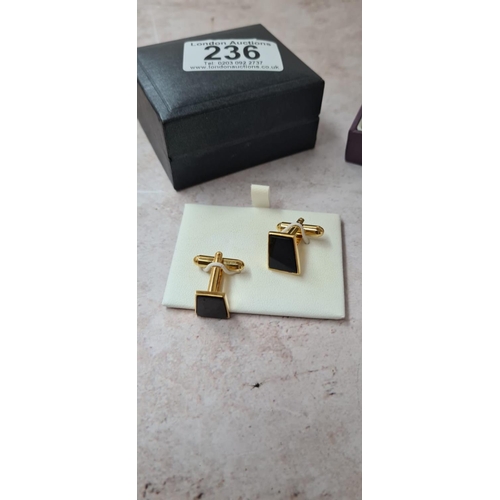 236 - Boxed Pair of Cufflinks & a Tie Clip