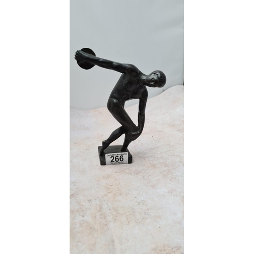 266 - Bronze Discobolus Discus Thrower Statue