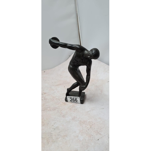 266 - Bronze Discobolus Discus Thrower Statue