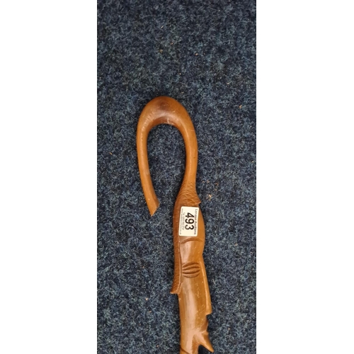 493 - Carved Wooden Walking Stick