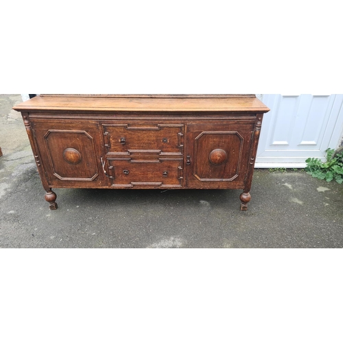 458 - Very Good Quality Solid Oak Jacobean Style Welsh Dresser