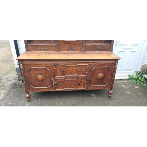 458 - Very Good Quality Solid Oak Jacobean Style Welsh Dresser