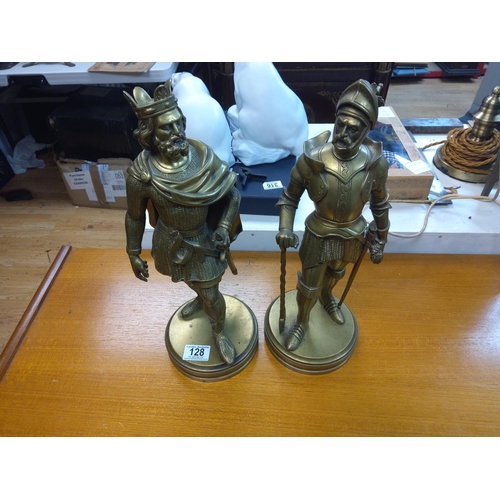 128 - Pair of Bronze Statues 40cm Tall