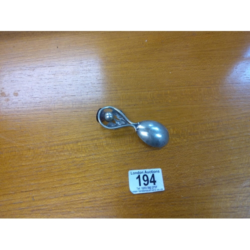 194 - Unusual Silver Caddy Spoon with Amethst