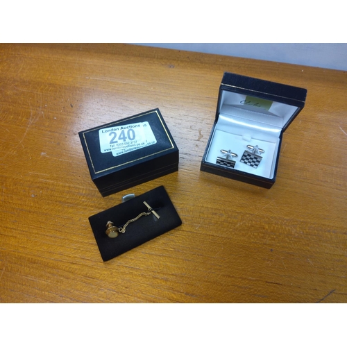 240 - New and Boxed Cufflinks Set and a Tie Tack