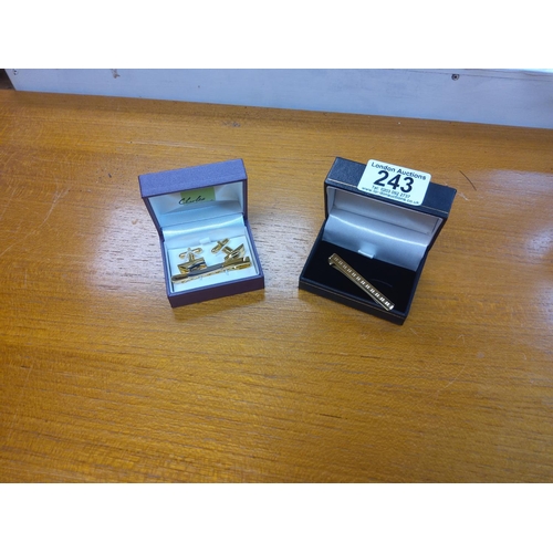 243 - 2 New and Boxed Cufflinks/ Tie Clip Sets