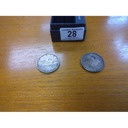 28 - 1959 Canadian Silver Dollar & a 1867-1967 Canadian Silver Dollar