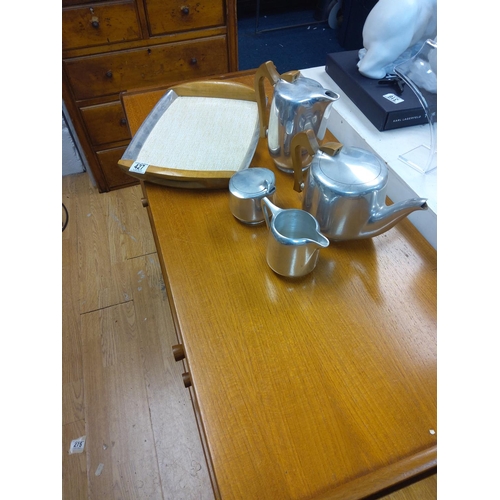 427 - Picquot Ware Mid Century Tea Set on a Tray